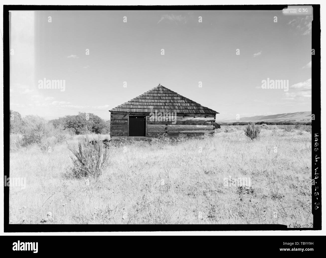 North elevation of blockhouse  Fort Simcoe, Commandant's House and Blockhouse, Fort Simcoe Road, White Swan, Yakima County, WA Schara, Mark, project manager Price, Virginia Barrett, transmitter Rosenthal, James, photographer Stock Photo