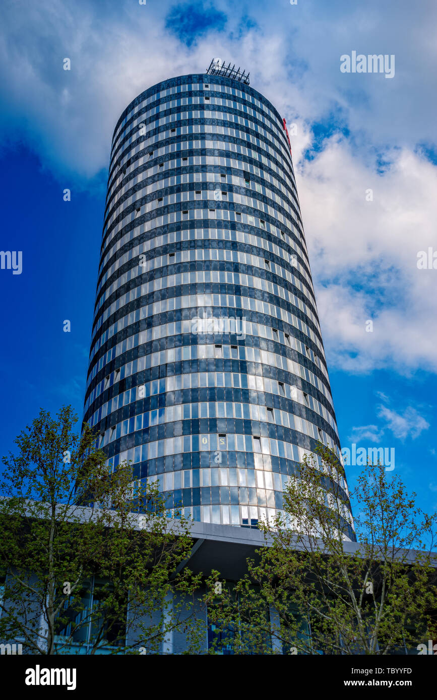 Intershop Tower Uniturm of Jena with blue sky and clouds Stock Photo