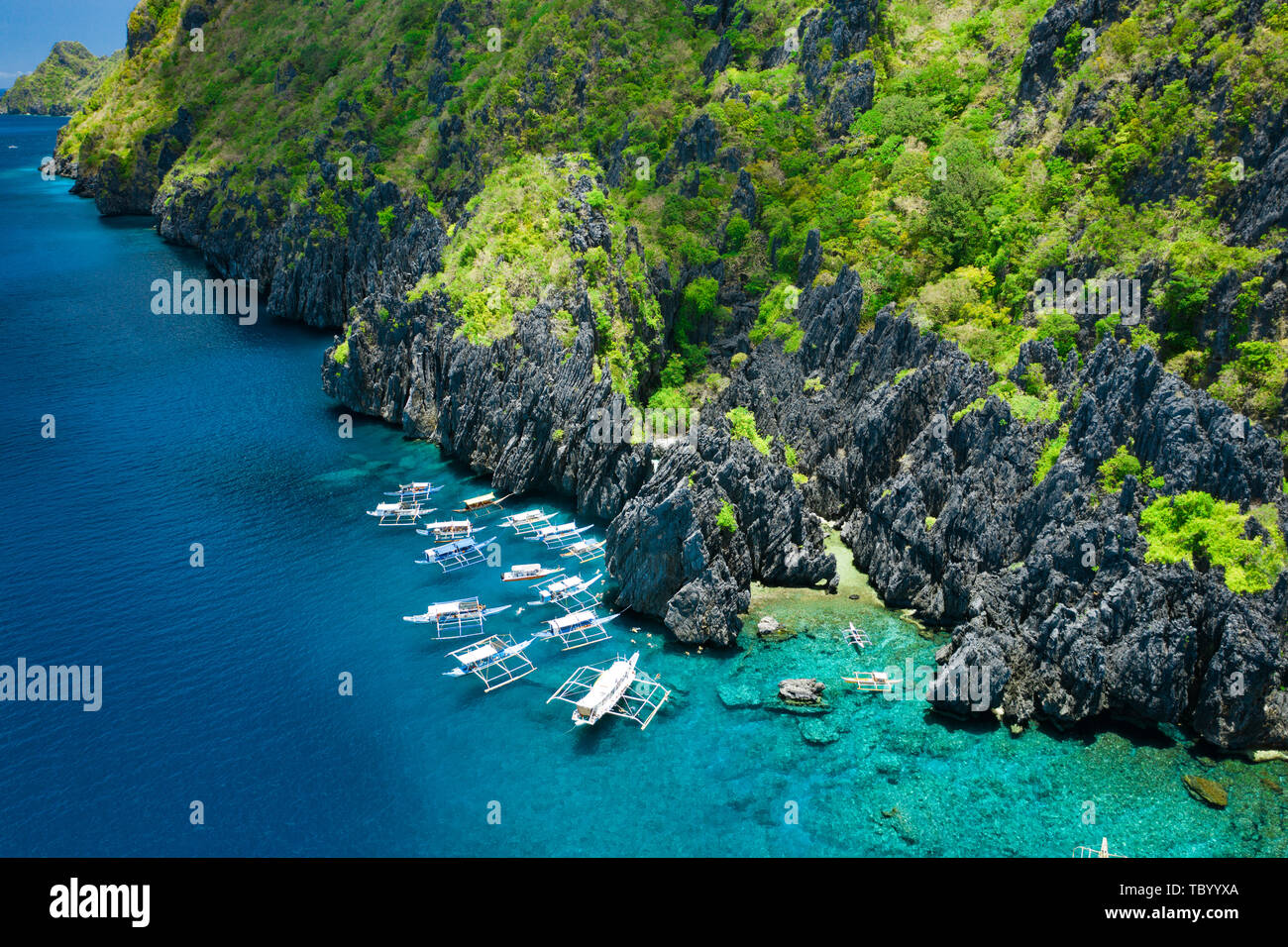 Aerial view of Secret beach in El Nido, Palawan, Philippines Stock Photo