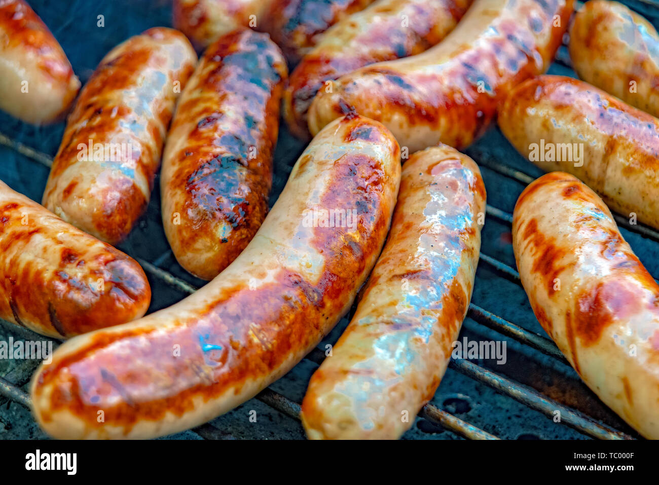 Bratwurst on the charcoal grill Stock Photo Alamy