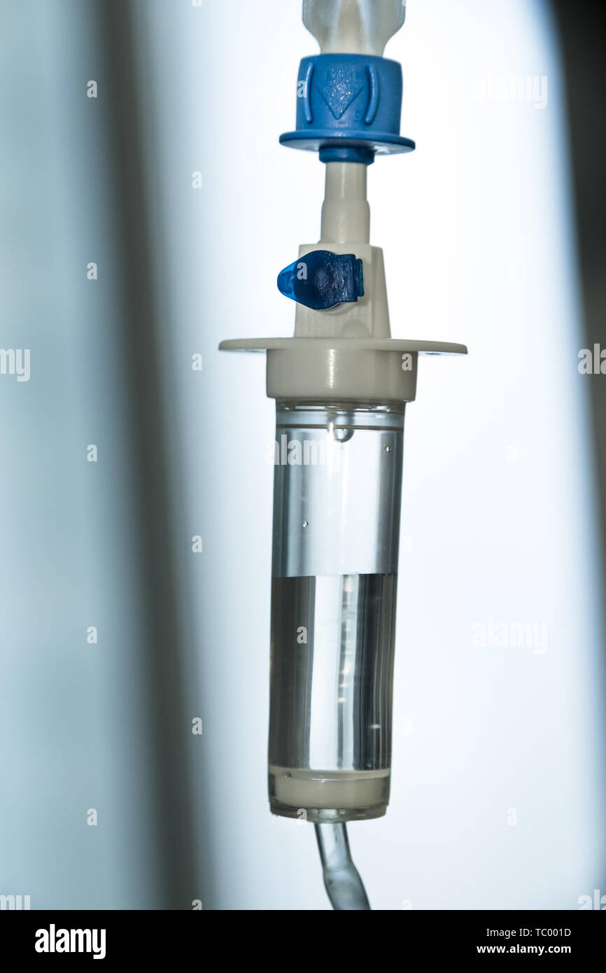 Closeup view of intravenous infusion drip equipment in hospital Stock ...