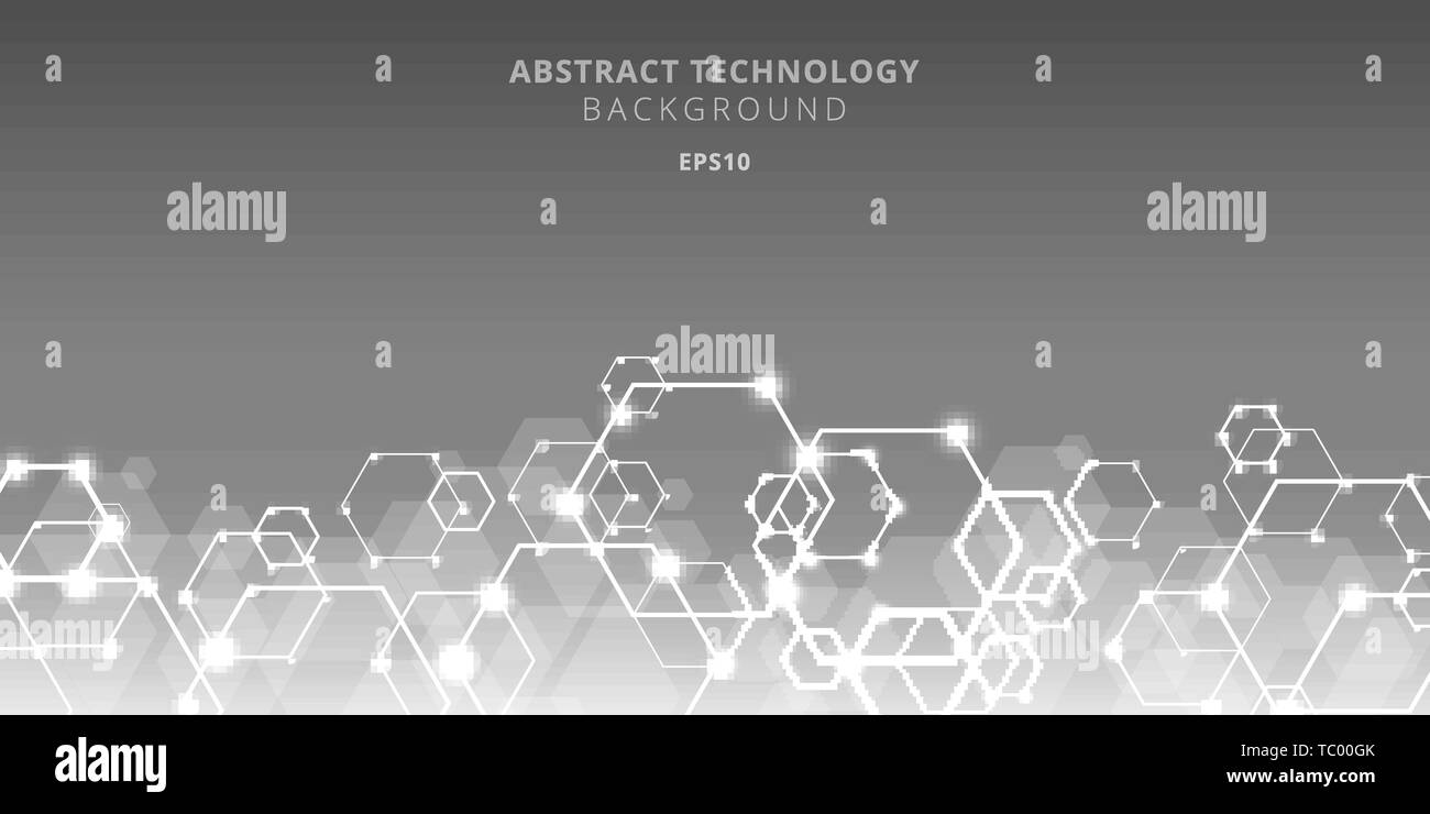 Abstract technology hexagons genetic and social network pattern on gray ...