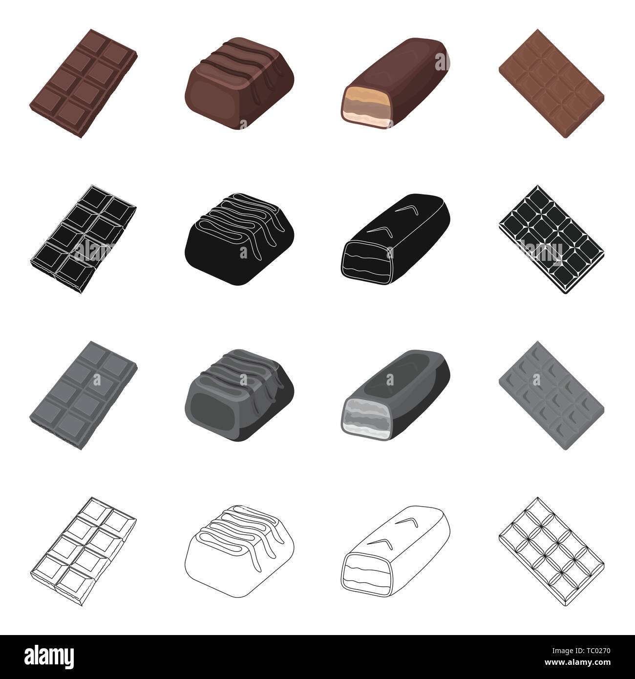Vector design of chocolate and flavor symbol. Collection of chocolate
