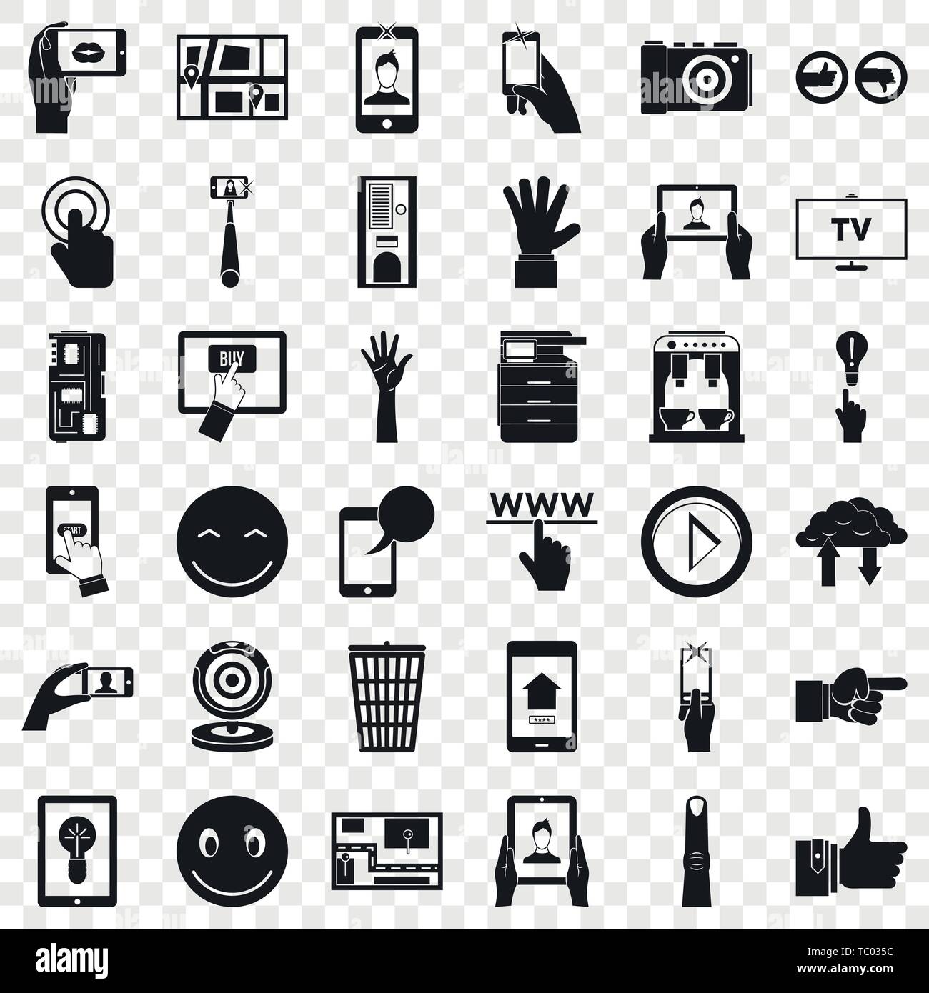 Downloading icons set, simple style Stock Vector Image & Art - Alamy