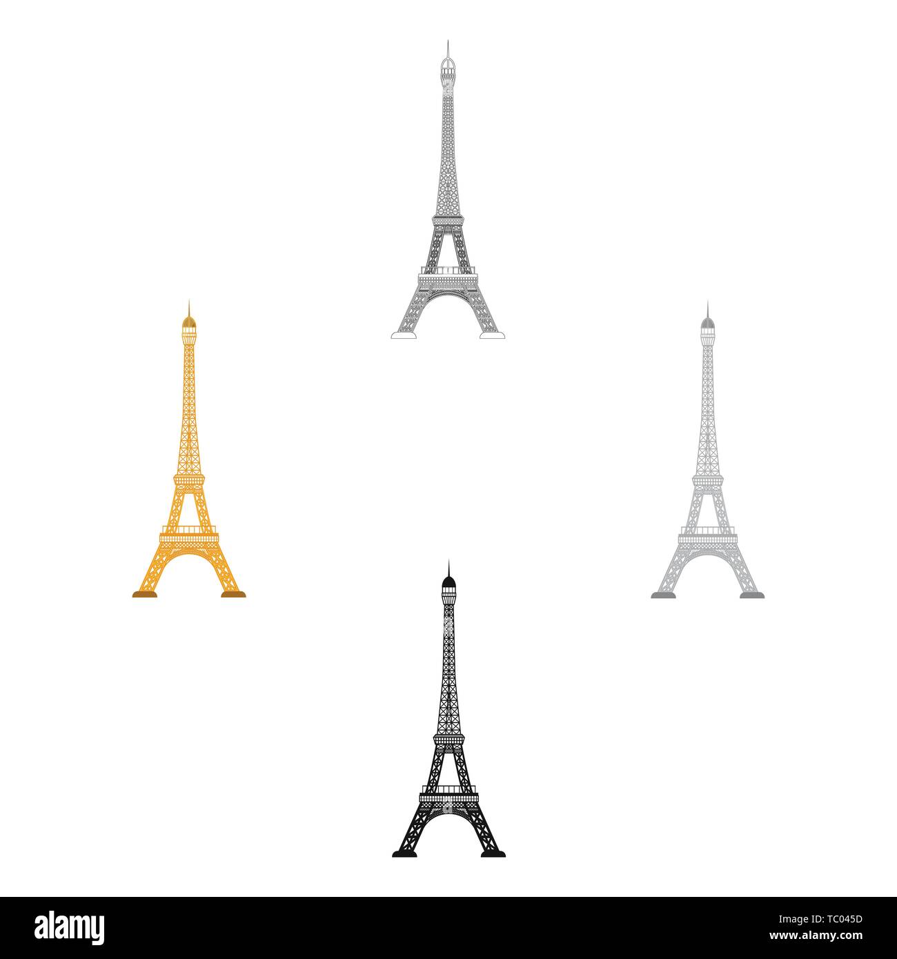 Eiffel Tower Icon In Cartoon Black Design Isolated On White