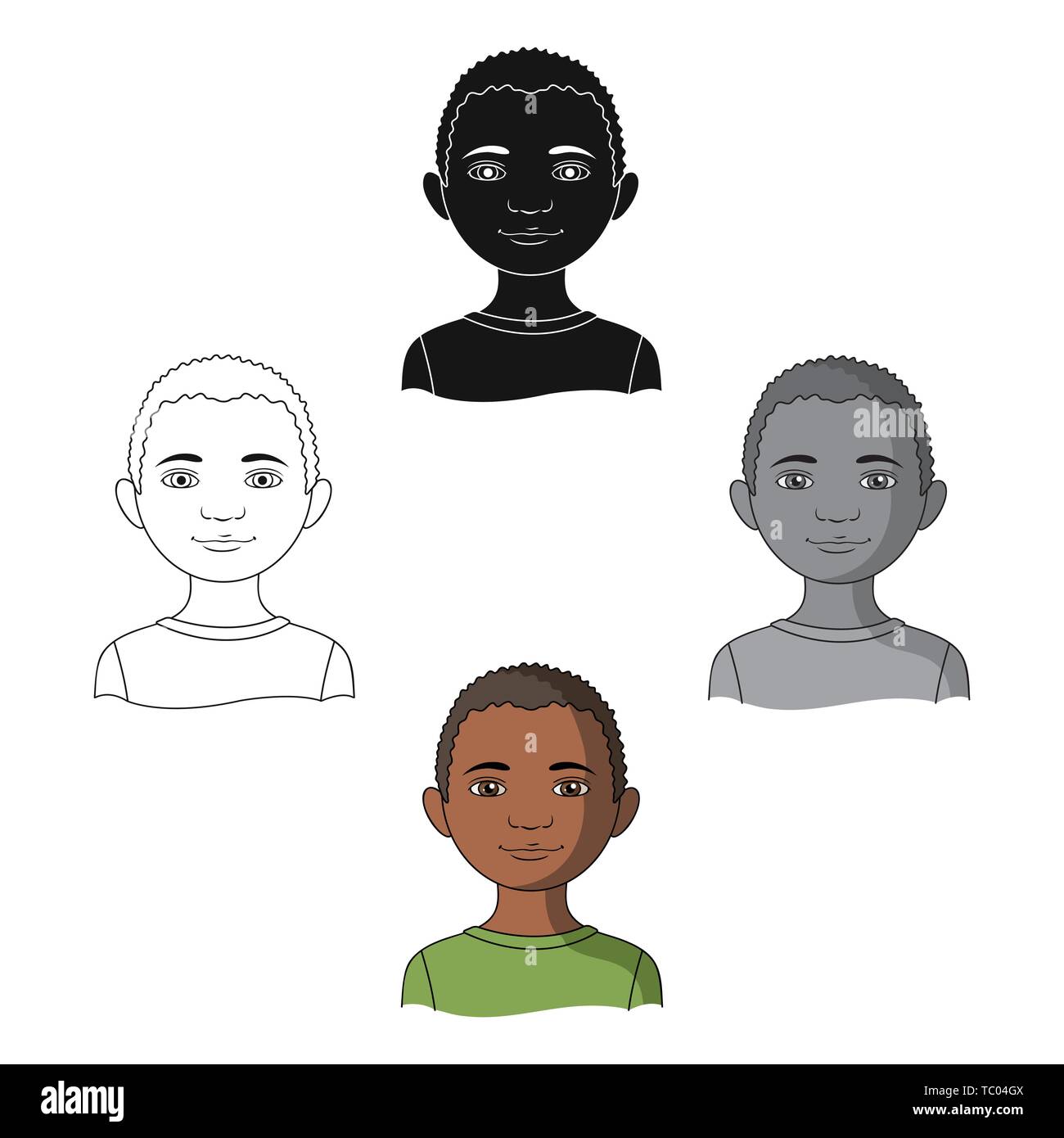 African.Human race single icon in cartoon,black style vector symbol ...