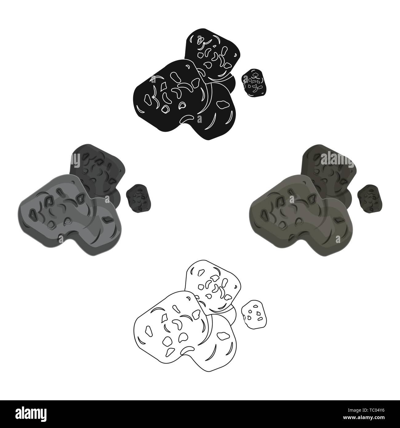 Asteroid icon in cartoon,black design isolated on white background ...