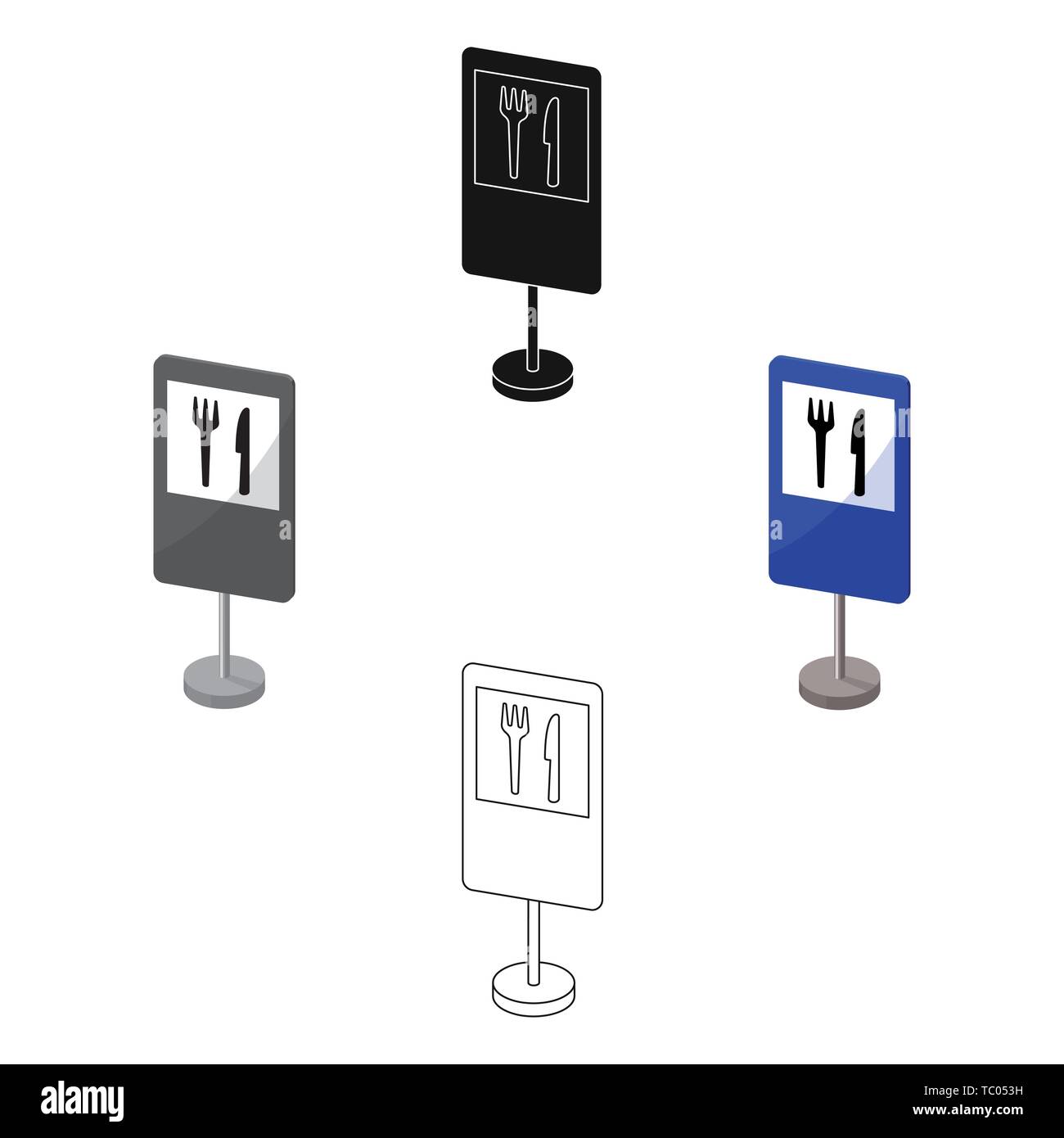 Guide road sign icon in cartoon,black design isolated on white ...