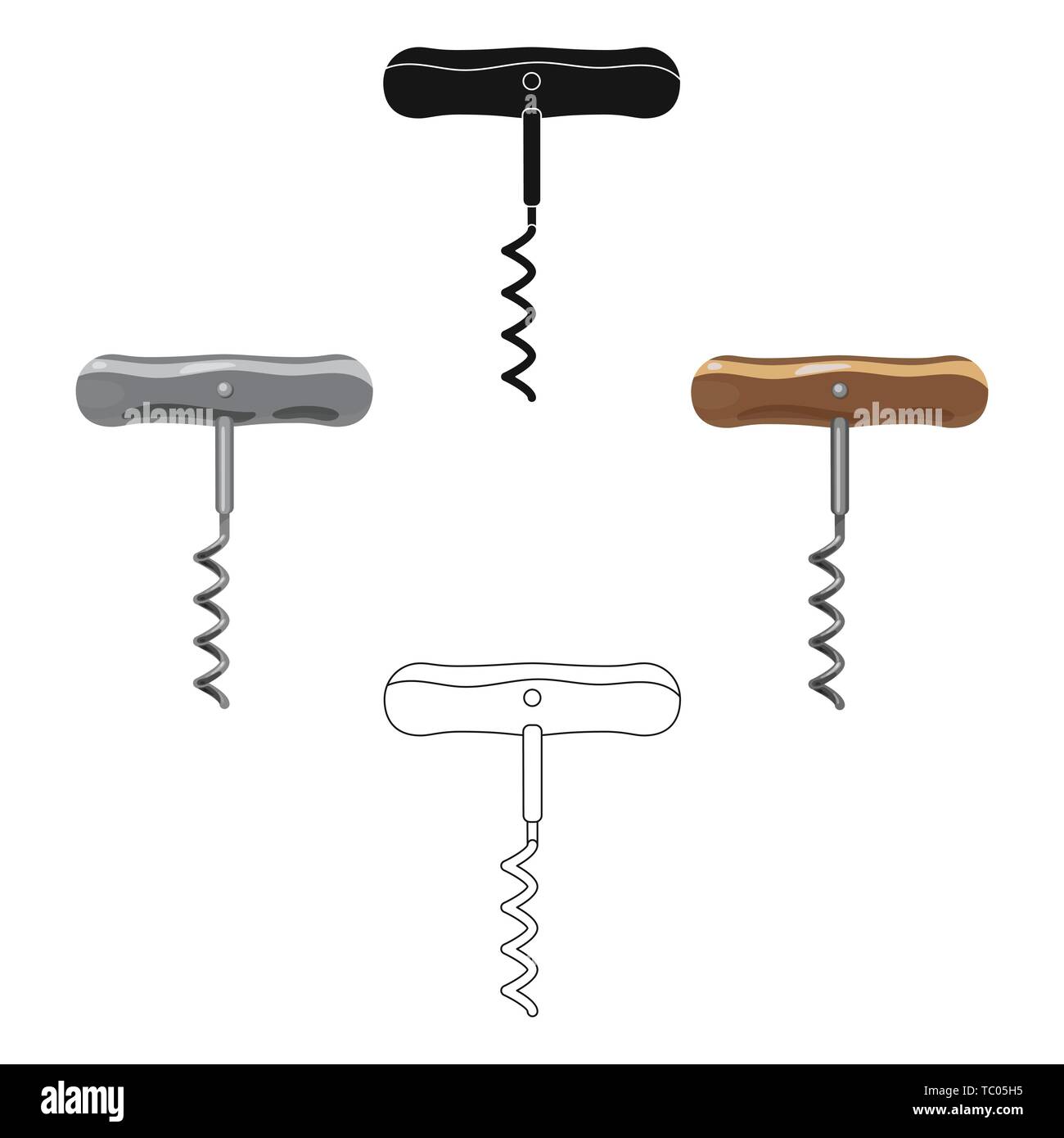 Corkscrew icon in cartoon,black design isolated on white background ...