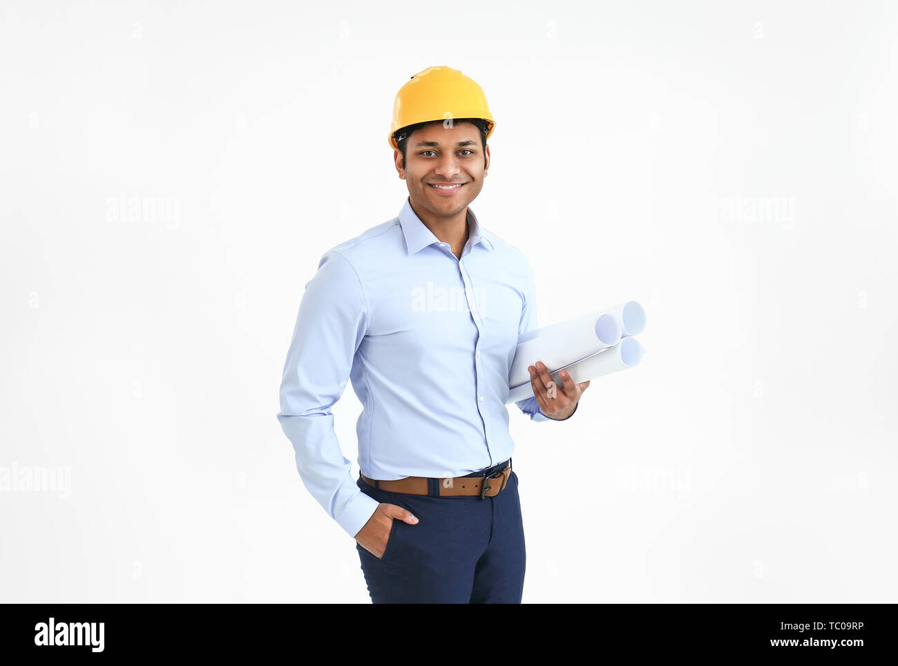 Handsome architect on white background Stock Photo