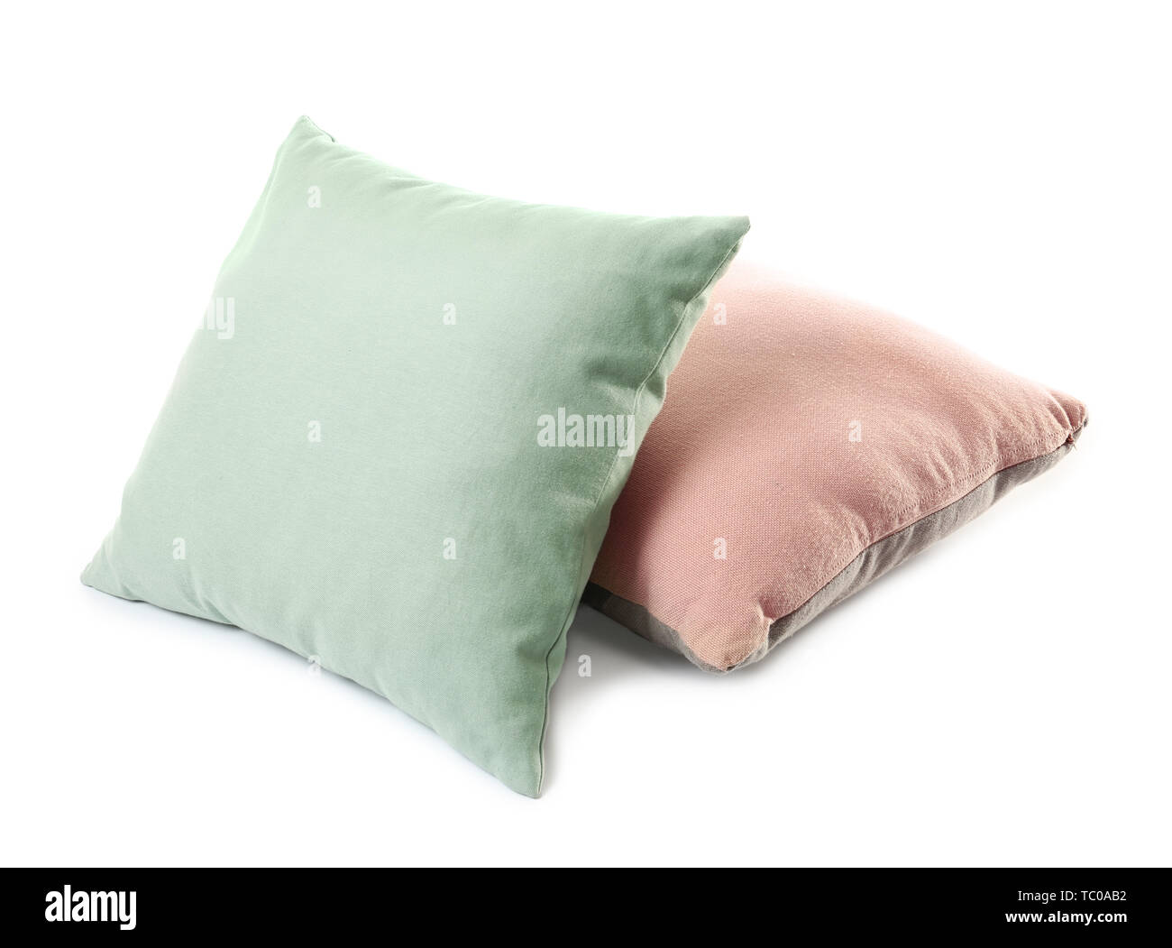 Soft pillows on white background Stock Photo