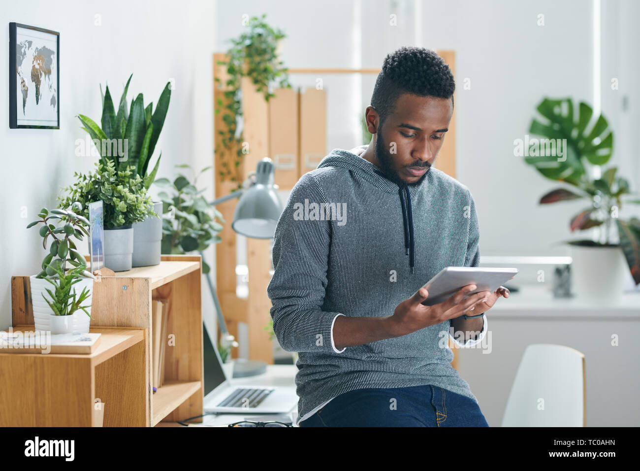 Guy with mobile gadget Stock Photo
