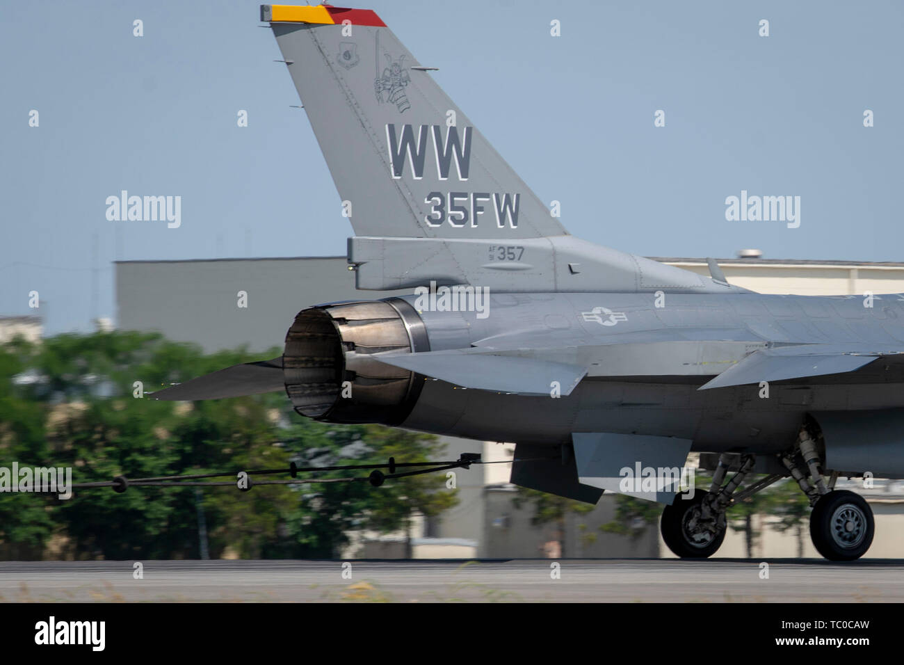 An Air Force F16 Fighting Falcon assigned to the Pacific Air Forces' F