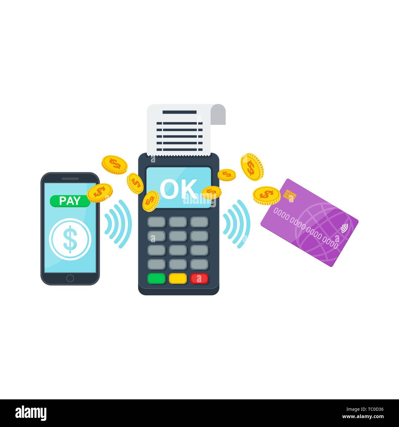 Contactless payment using RFID or NFC technology Stock Vector