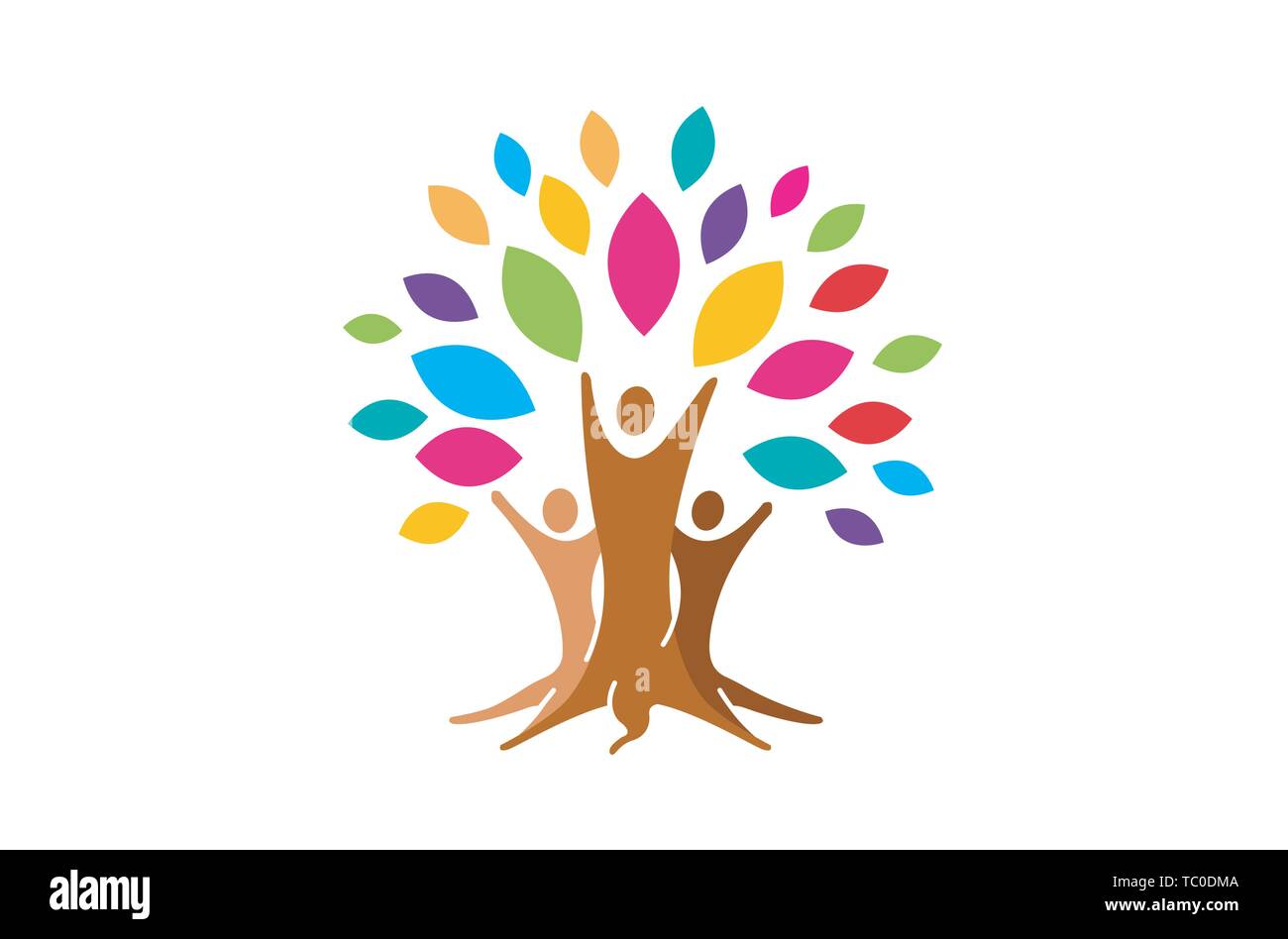 Creative Colorful People Tree Logo Vector Symbol Design Illustration ...