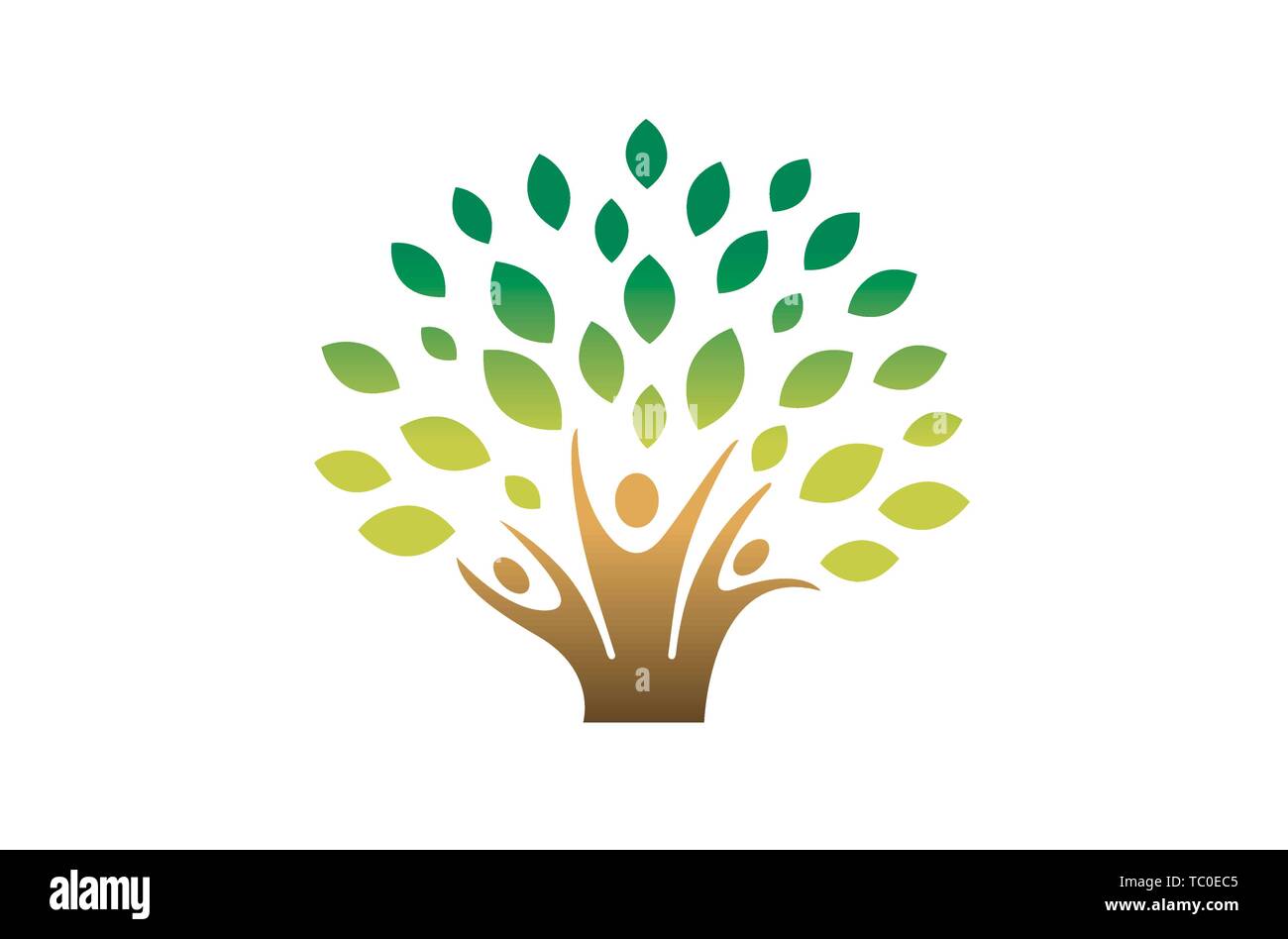 Creative People Tree Logo Design Illustration Stock Vector