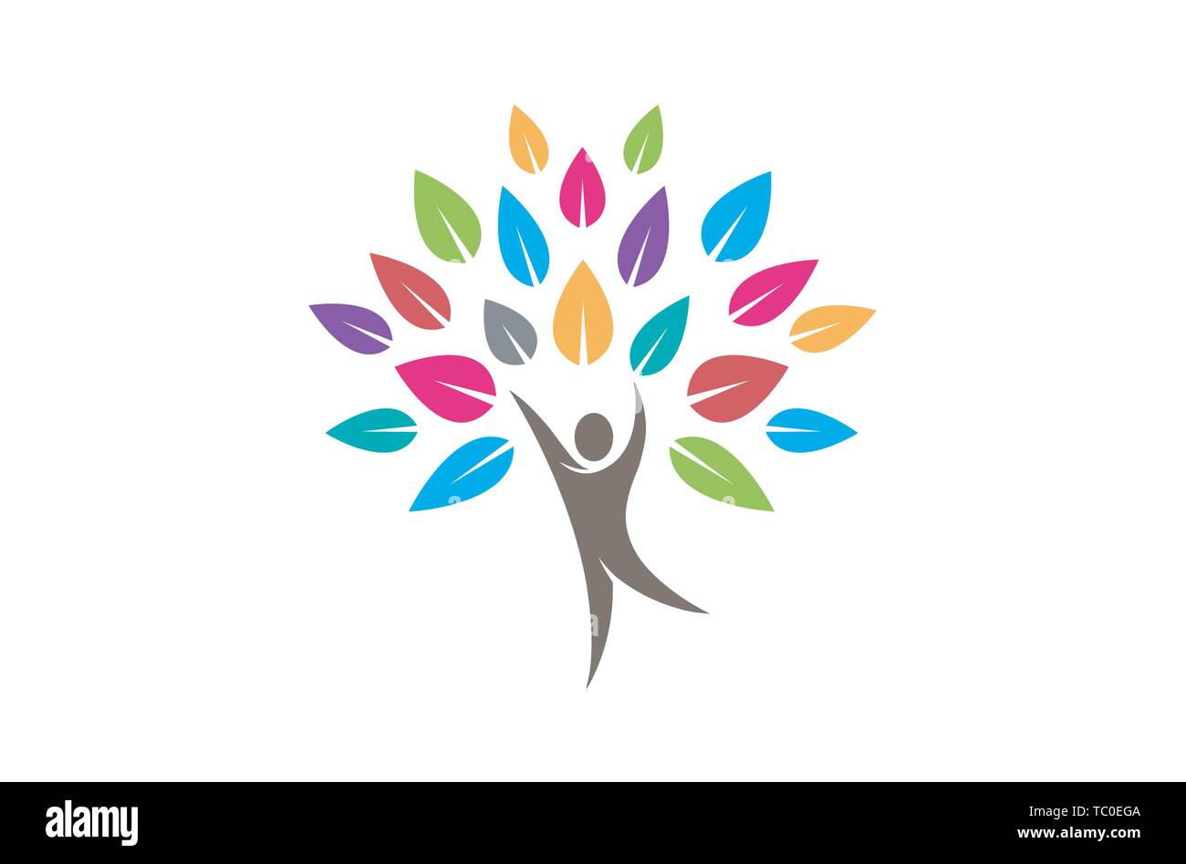 Creative Colorful People Tree Logo Design Illustration Stock Vector ...