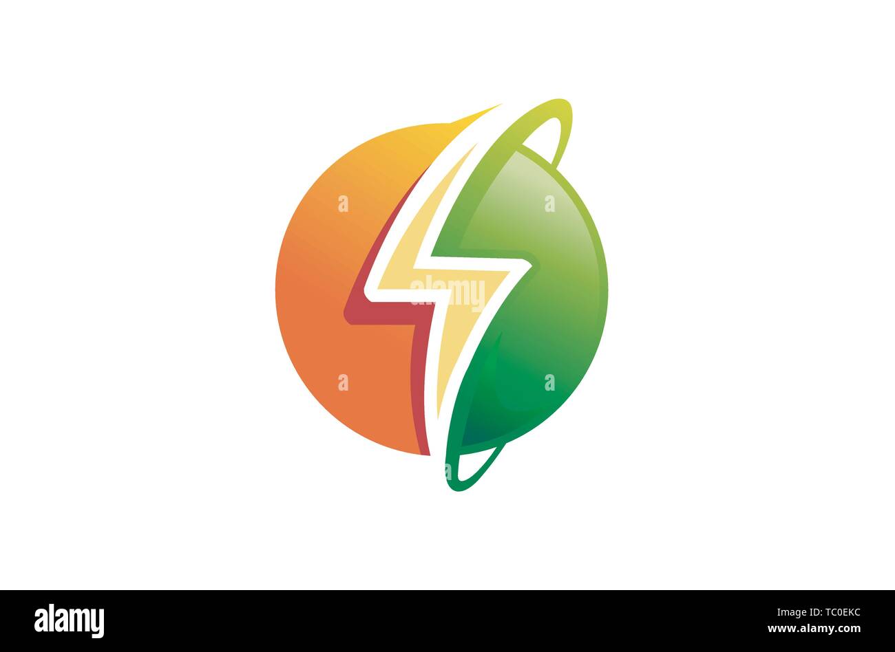 Flash Planet Circle Thunder Logo Vector Design Illustration Stock ...