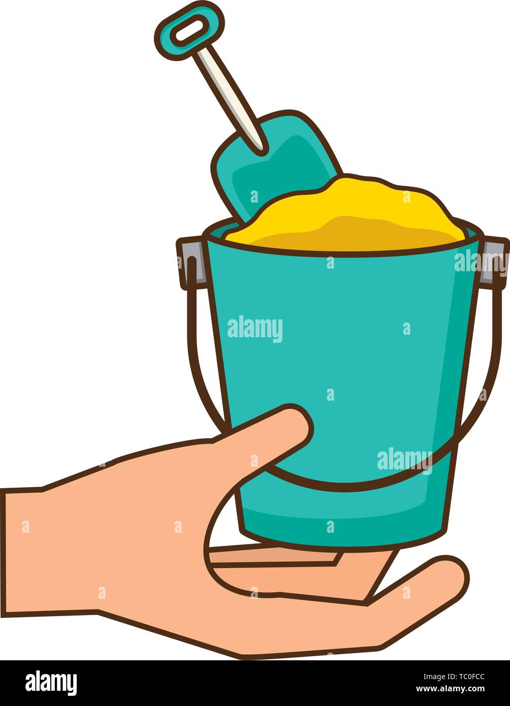 hand holding sand bucket Stock Vector Image & Art Alamy