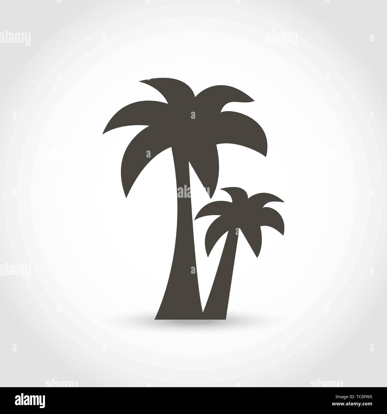 Vector palm tree black silhouette isolated on a white background Stock Vector