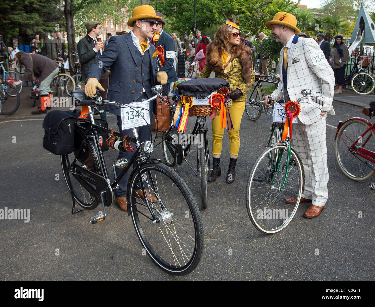 Hundreds join the annual Tweed Run, a metropolitan bicycle ride with a ...