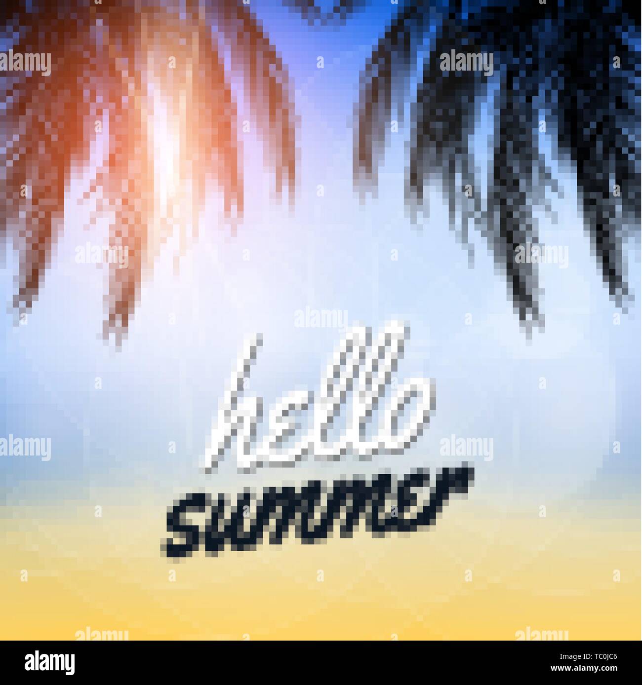 Palm Trees Silhouette Modern Summer Party Banner With Sky Blue