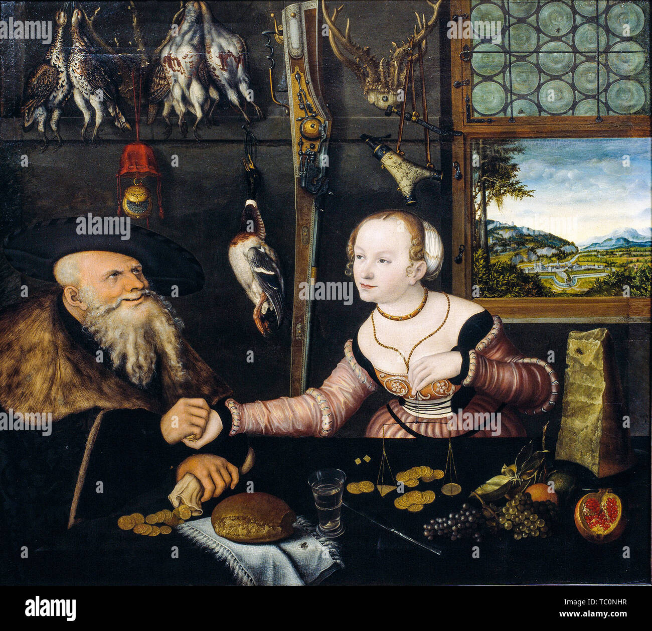 Lucas Cranach the Elder, The Illmatched Couple, The Payment, painting