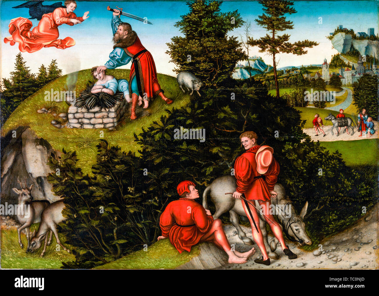 Lucas Cranach the Elder, The Sacrifice of Abraham, painting, 1530 Stock Photo