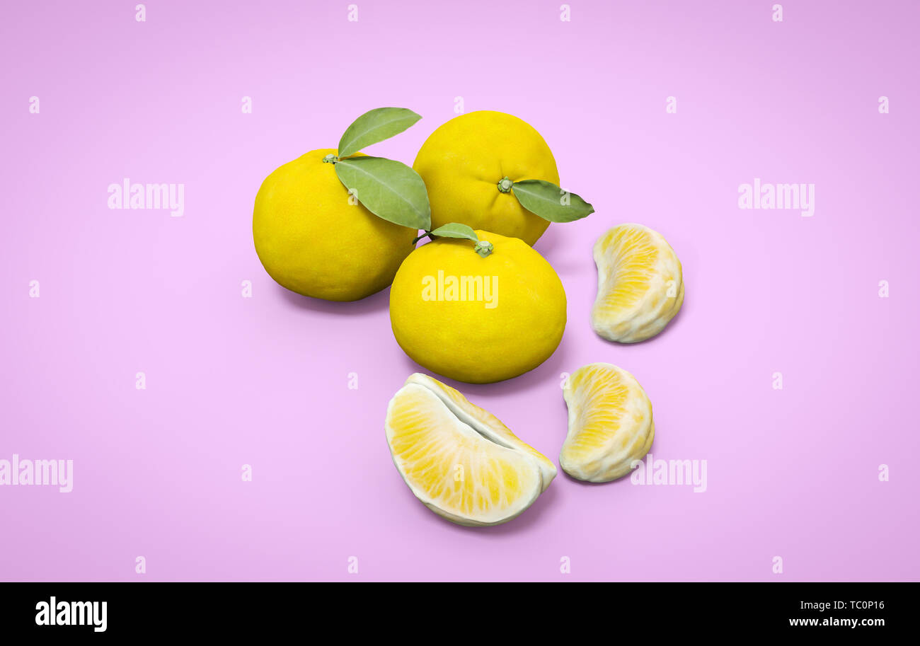 Oranges that quench thirst in summer against a soft background Stock Photo