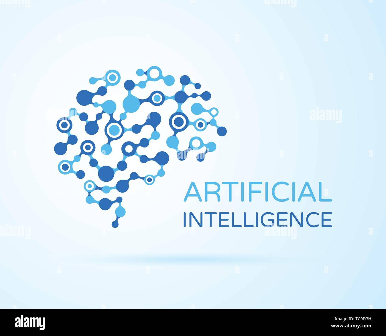Artificial Intelligence (AI) vector logo. Artificial intelligence (AI), machine deep learning, data mining and another modern computer technologies co Stock Vector
