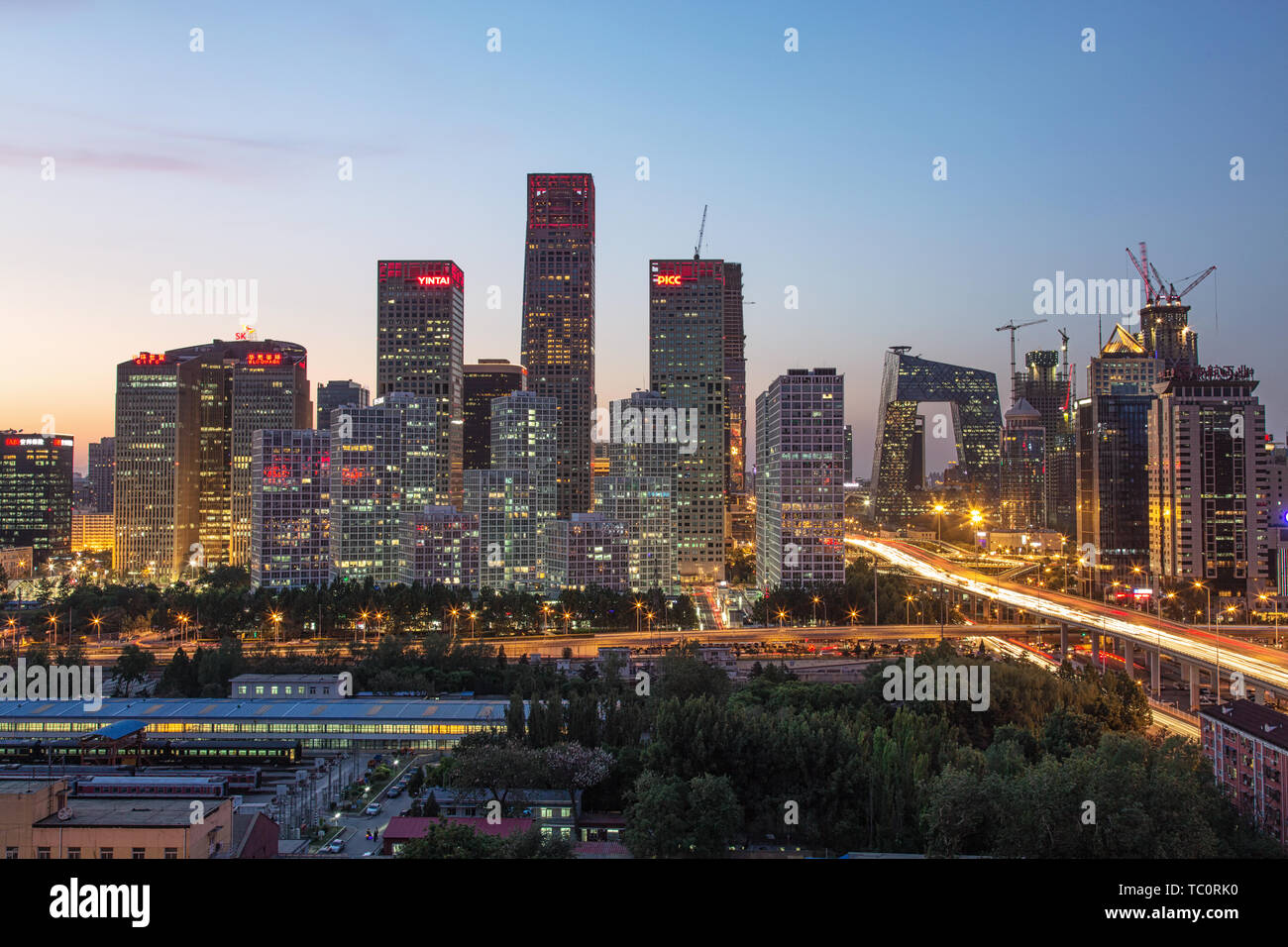 Beijing CBD China International Trade Center Panorama Stock Photo