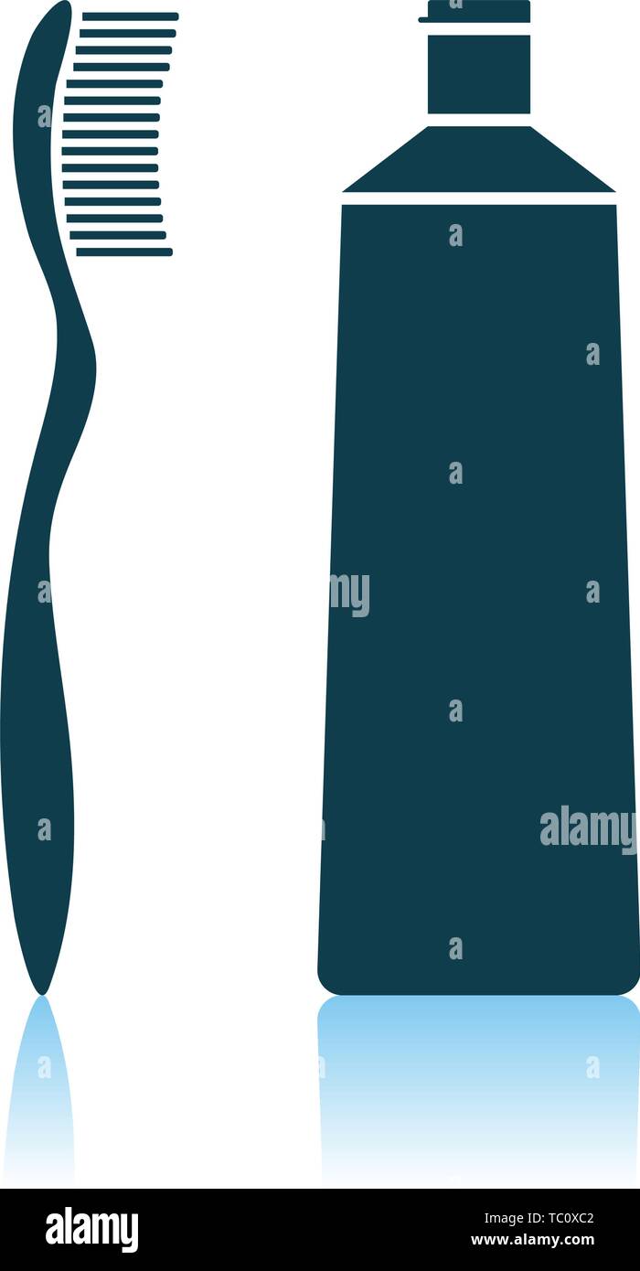 Toothpaste And Brush Icon. Shadow Reflection Design. Vector ...
