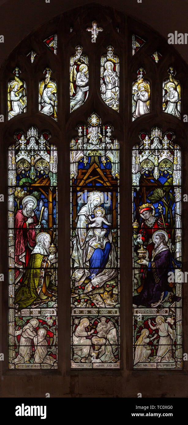 Stained glass window of Adoration of Kings c 1904 J. Hardman, Aldeburgh