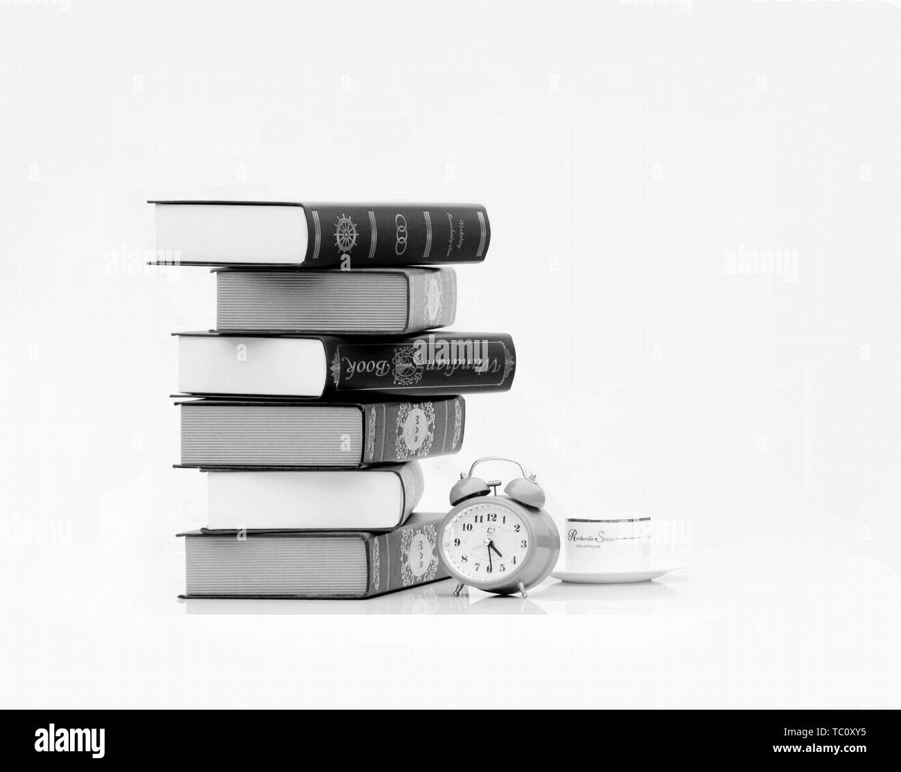 Piles books book Black and White Stock Photos & Images - Alamy