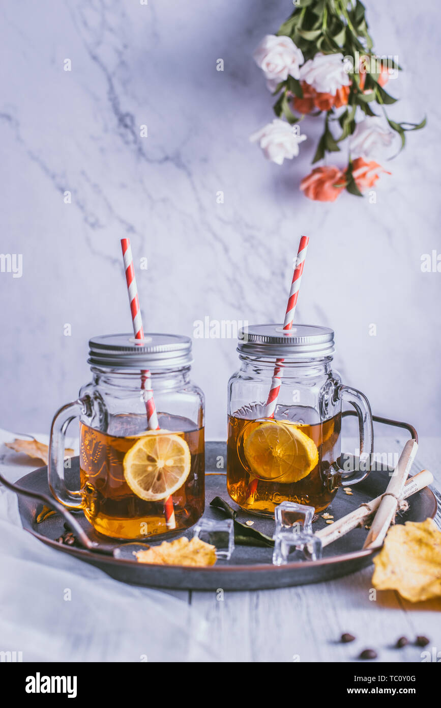 Drinks, iced drinks, lemon, iced black tea Stock Photo Alamy