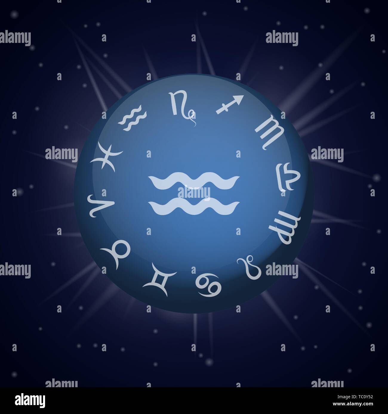 Aquarius zodiac sign. Astrological Aquarian horoscope. Vector