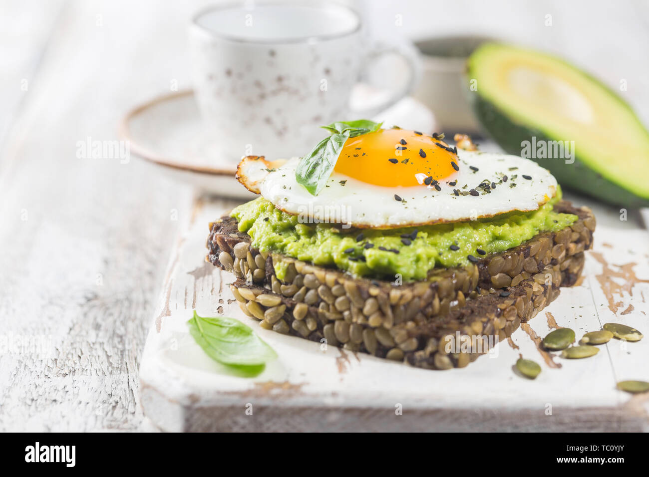 Sandwich with avocado and egg Stock Photo