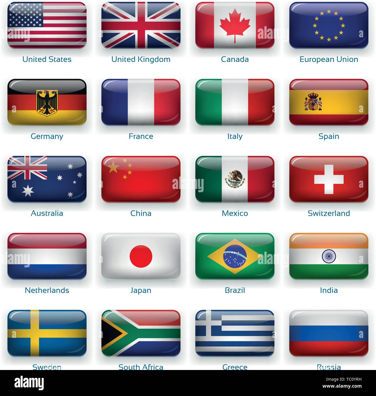 Button flags Popular. Vector illustration. 3 layers. sShadows, flat ...