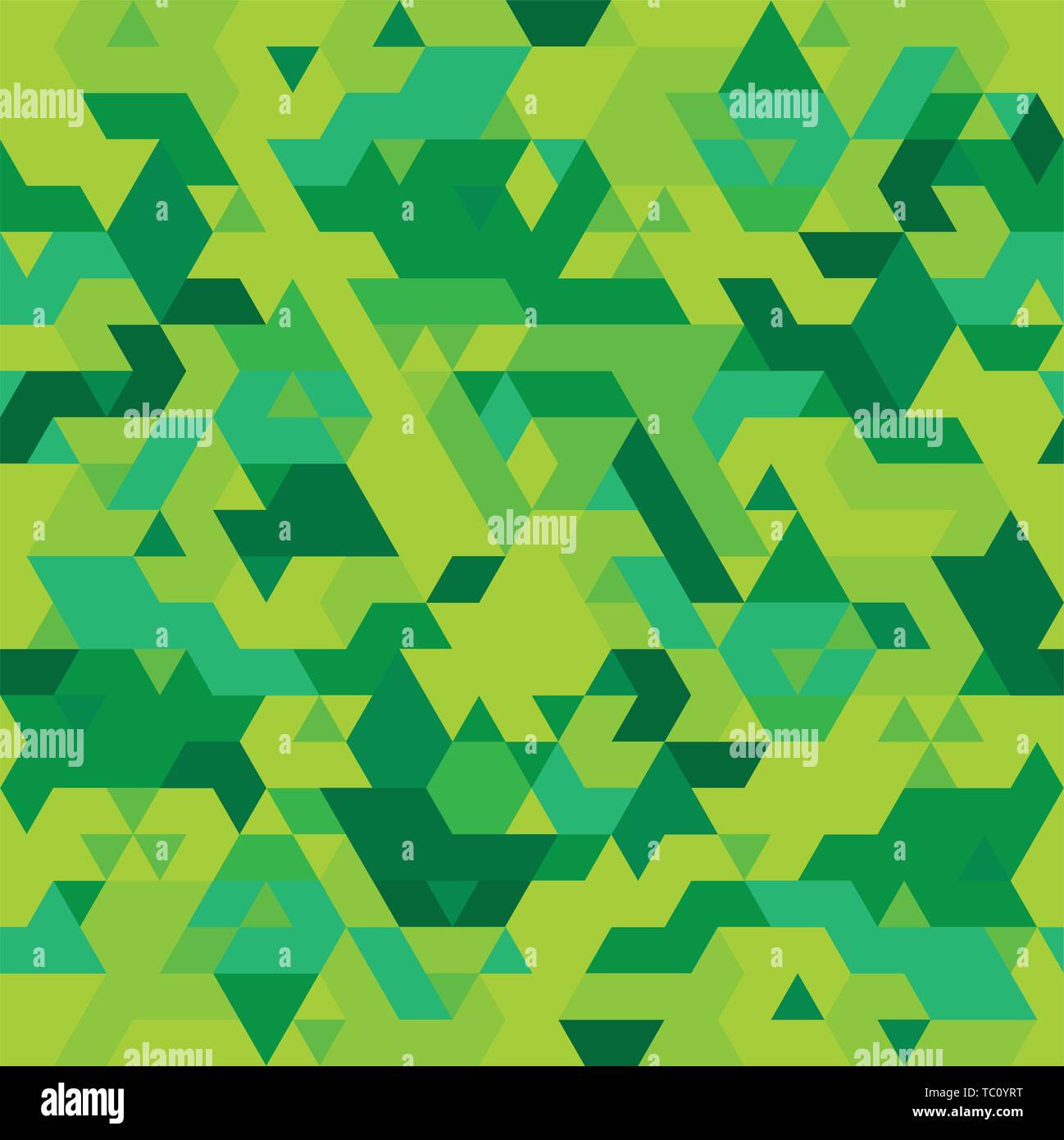 Vector illustration. Geometric camouflage seamless pattern in green tones. Stock Vector