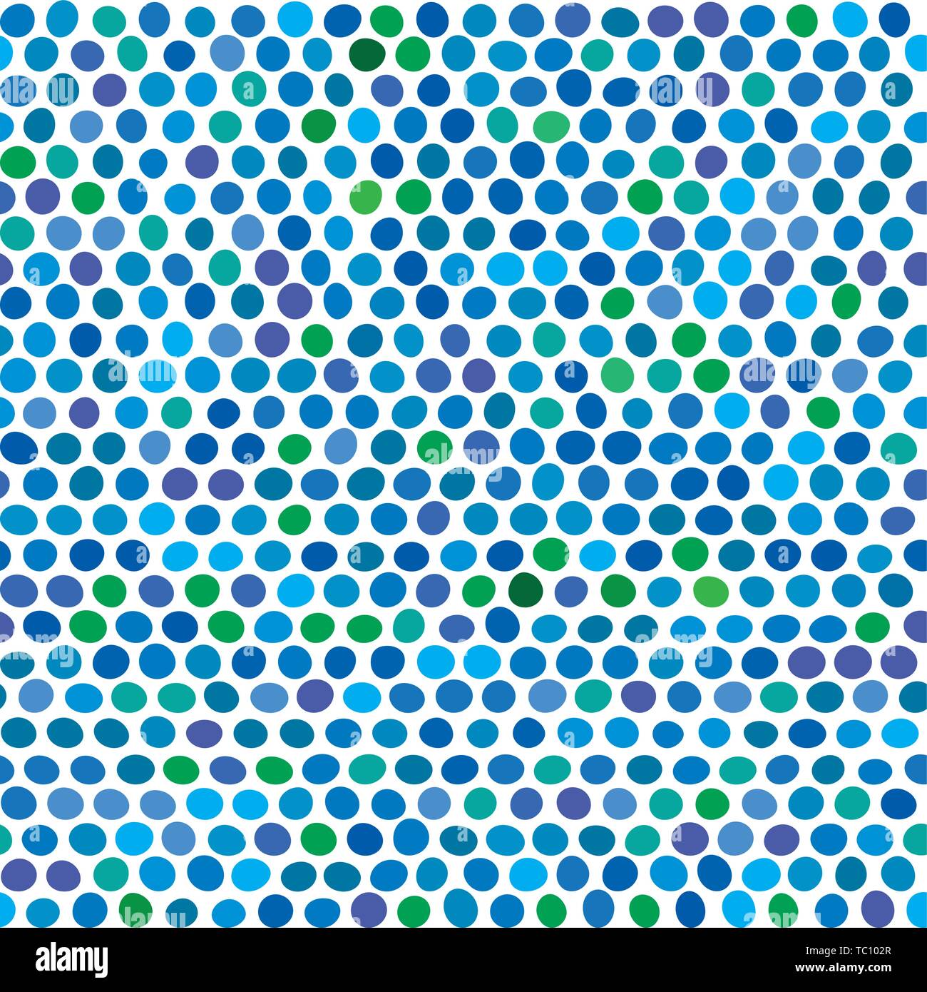 Vector illustration. Seamless background of blue and green dots Stock