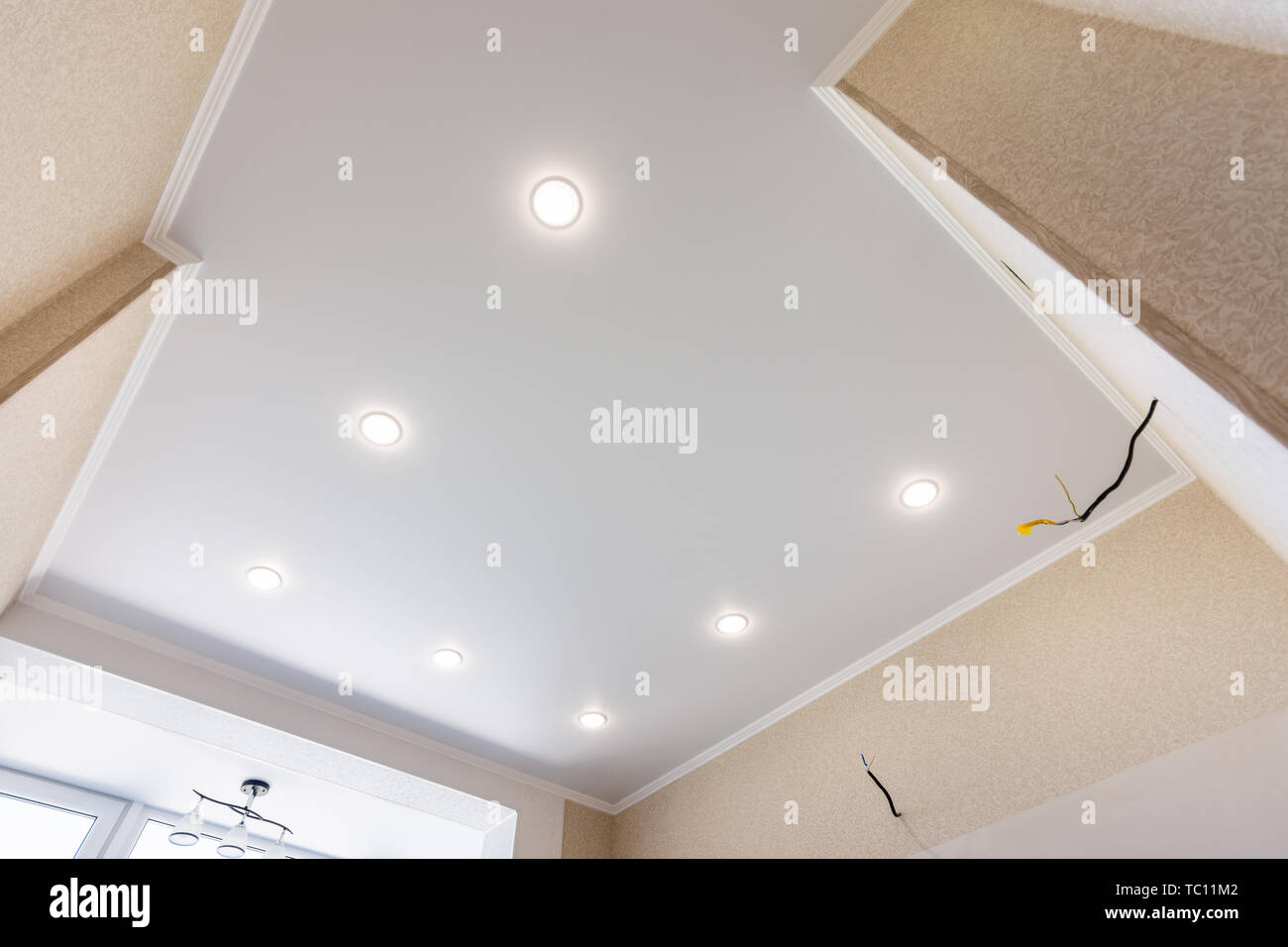 Stretch Ceiling In The Kitchen With Installed And Included