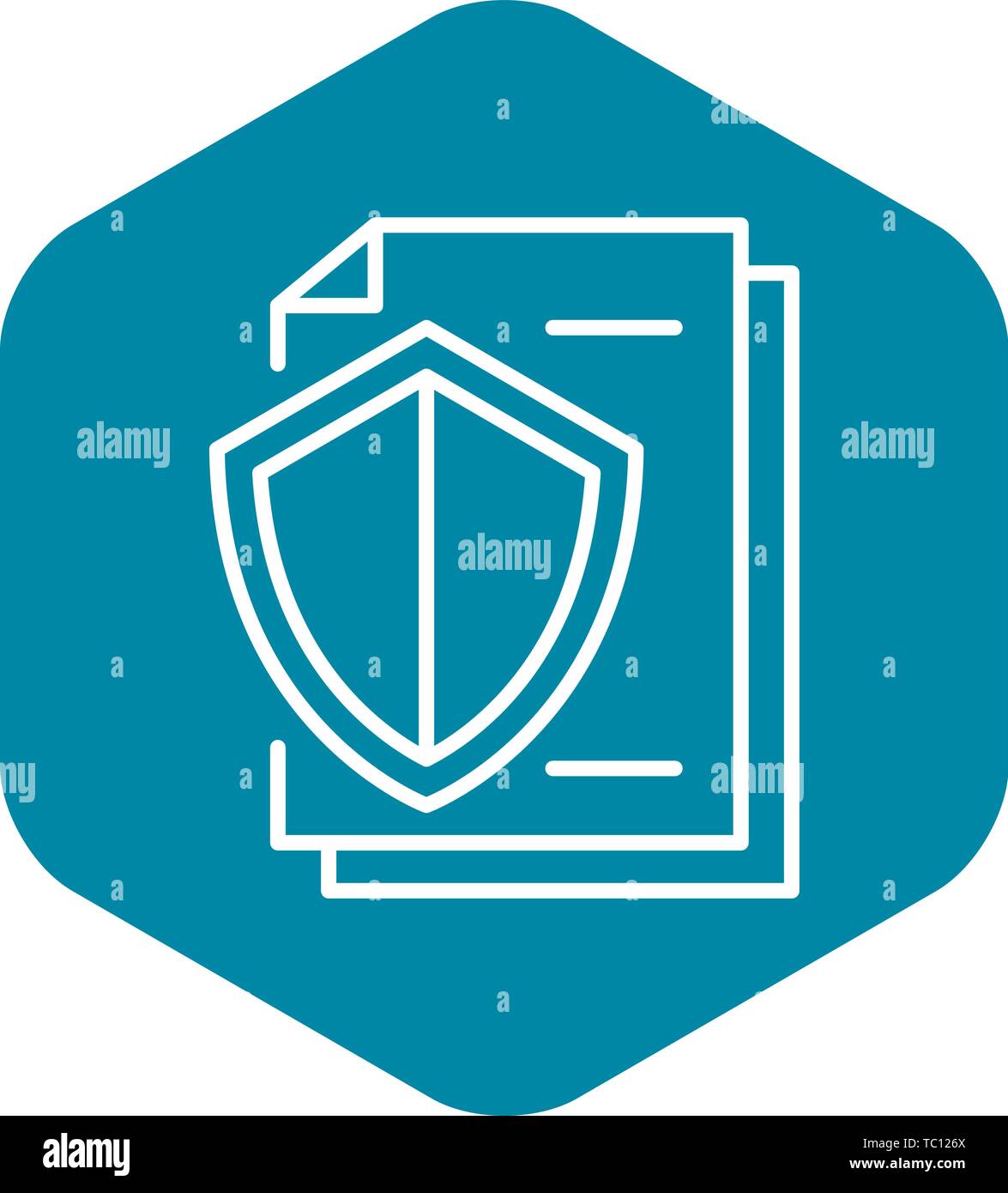 Secured paper icon, outline style Stock Vector