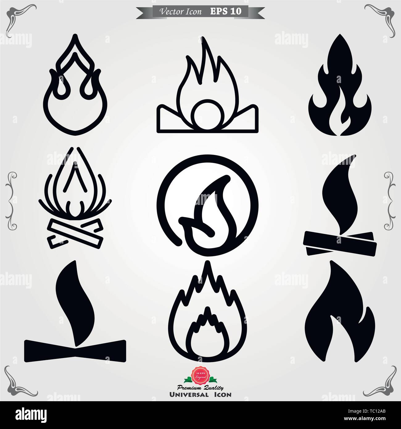 Fire icon logo, illustration, vector sign symbol for design Stock ...