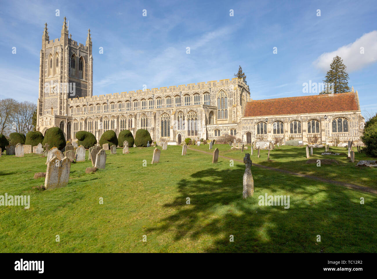 Holy Trinity Church, Long Melford, Suffolk, England, UK Perpendicular Gothic architecture built between 1467-1497 Stock Photo