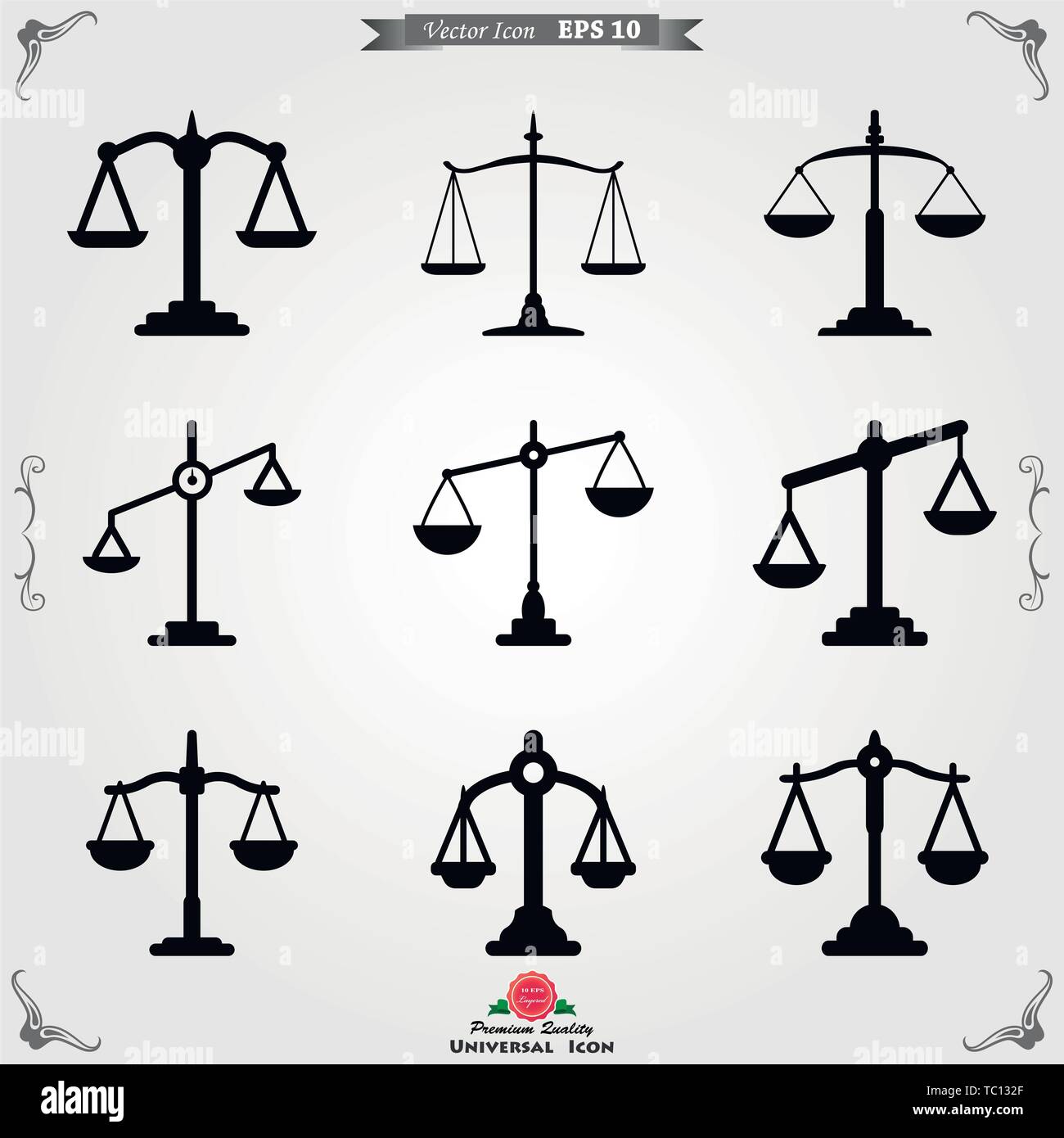 Scales of justice icon logo, vector sign symbol for design Stock Vector ...