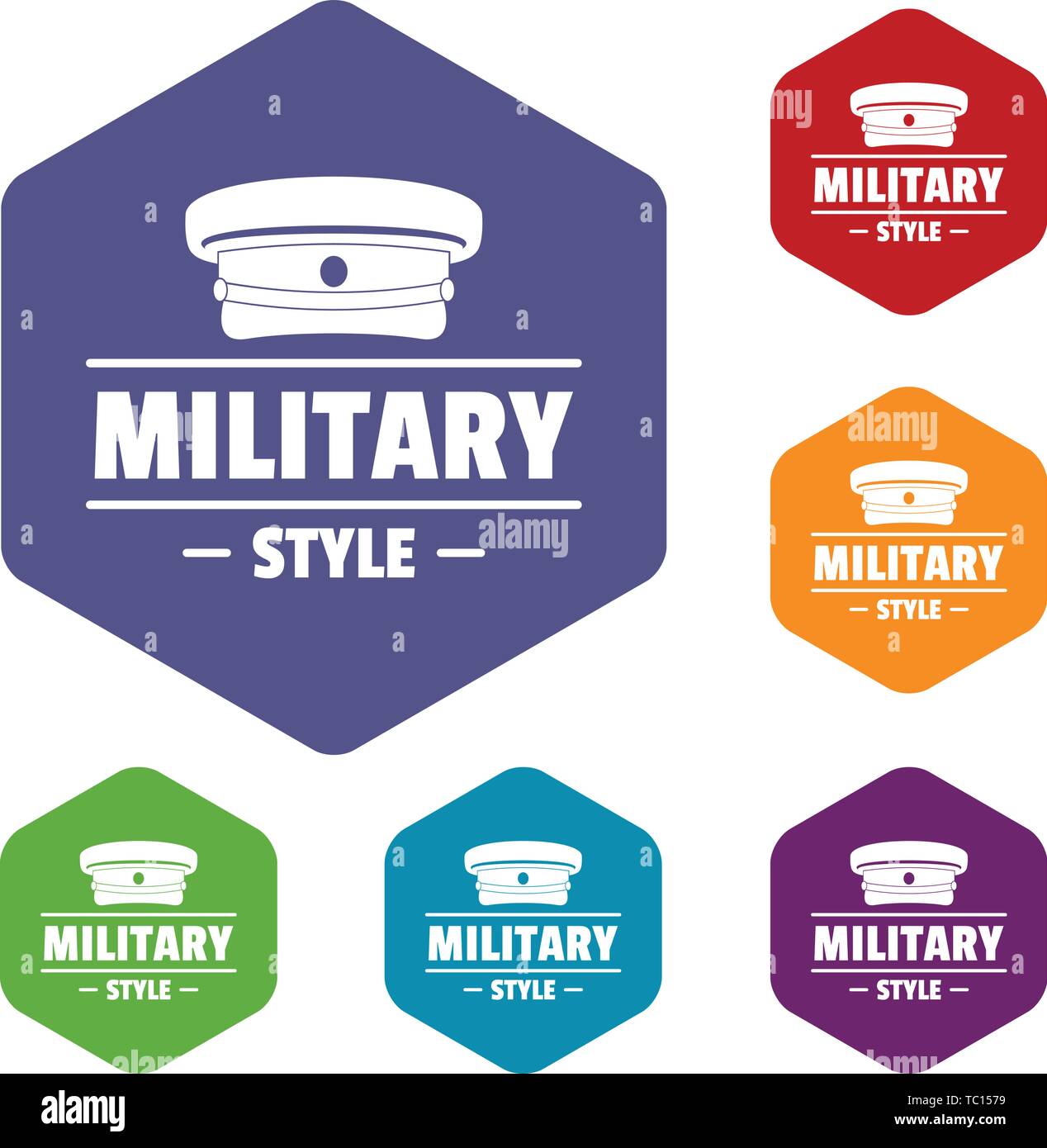 Military hat icons vector hexahedron Stock Vector