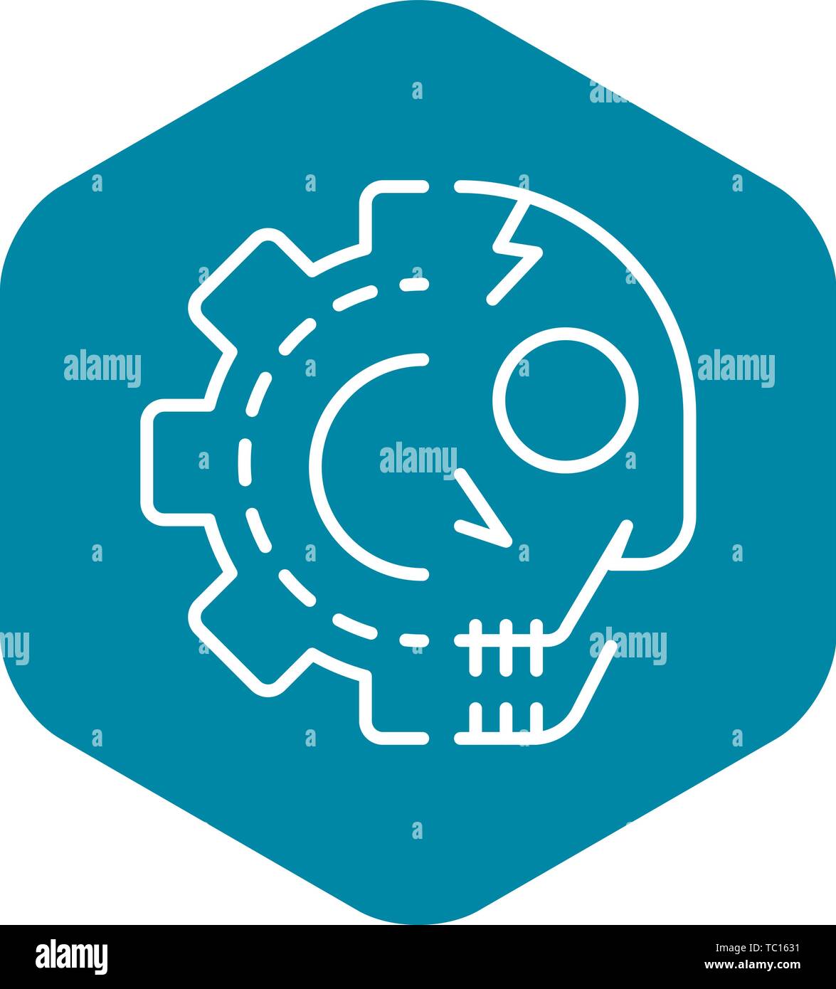 Gear skull icon, outline style Stock Vector