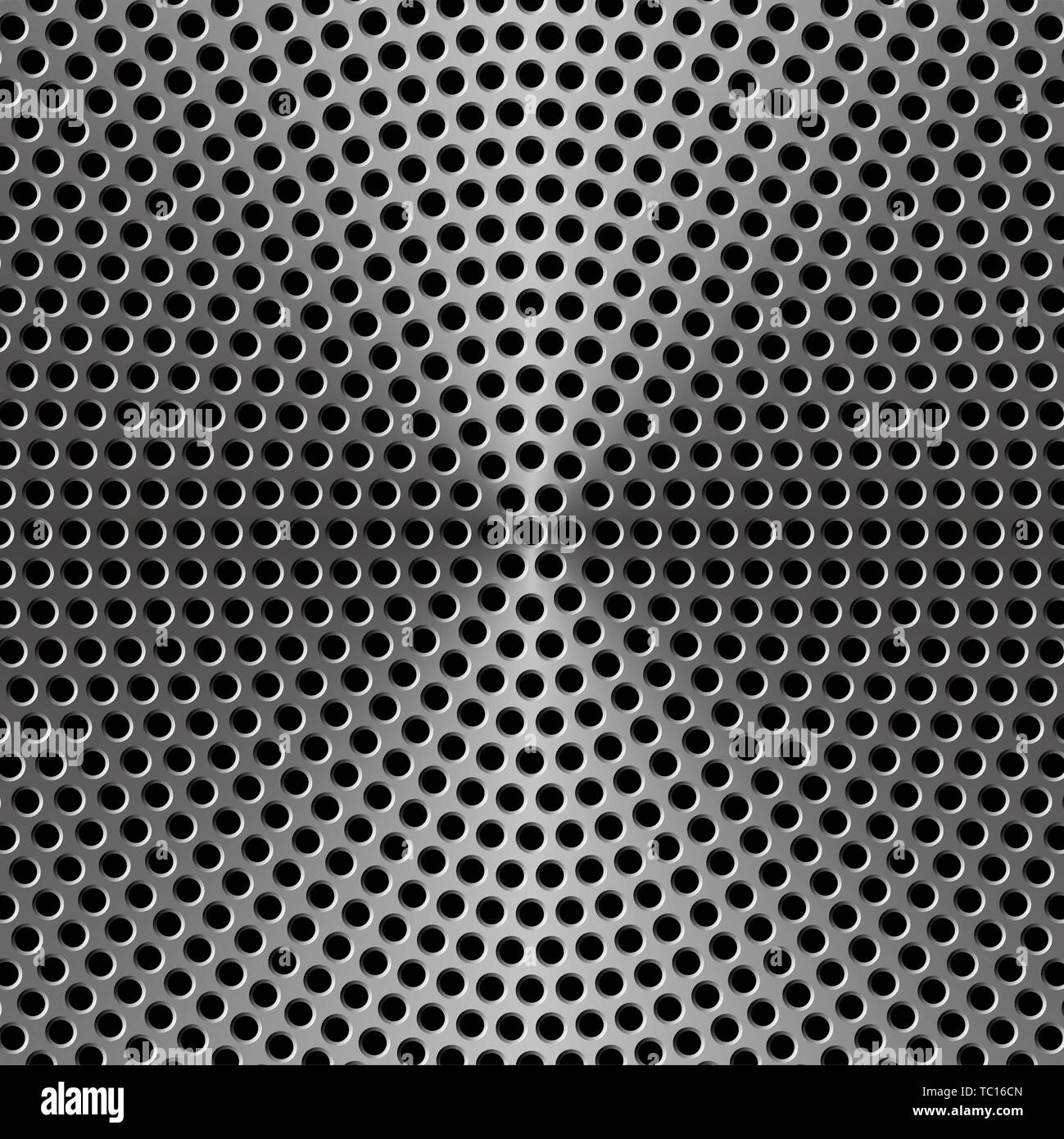 Vector illustration. Metal texture background. Concentric steel holes