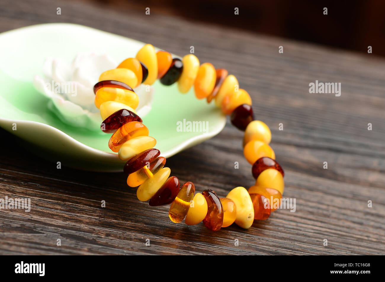 Amber beeswax bracelet Stock Photo Alamy