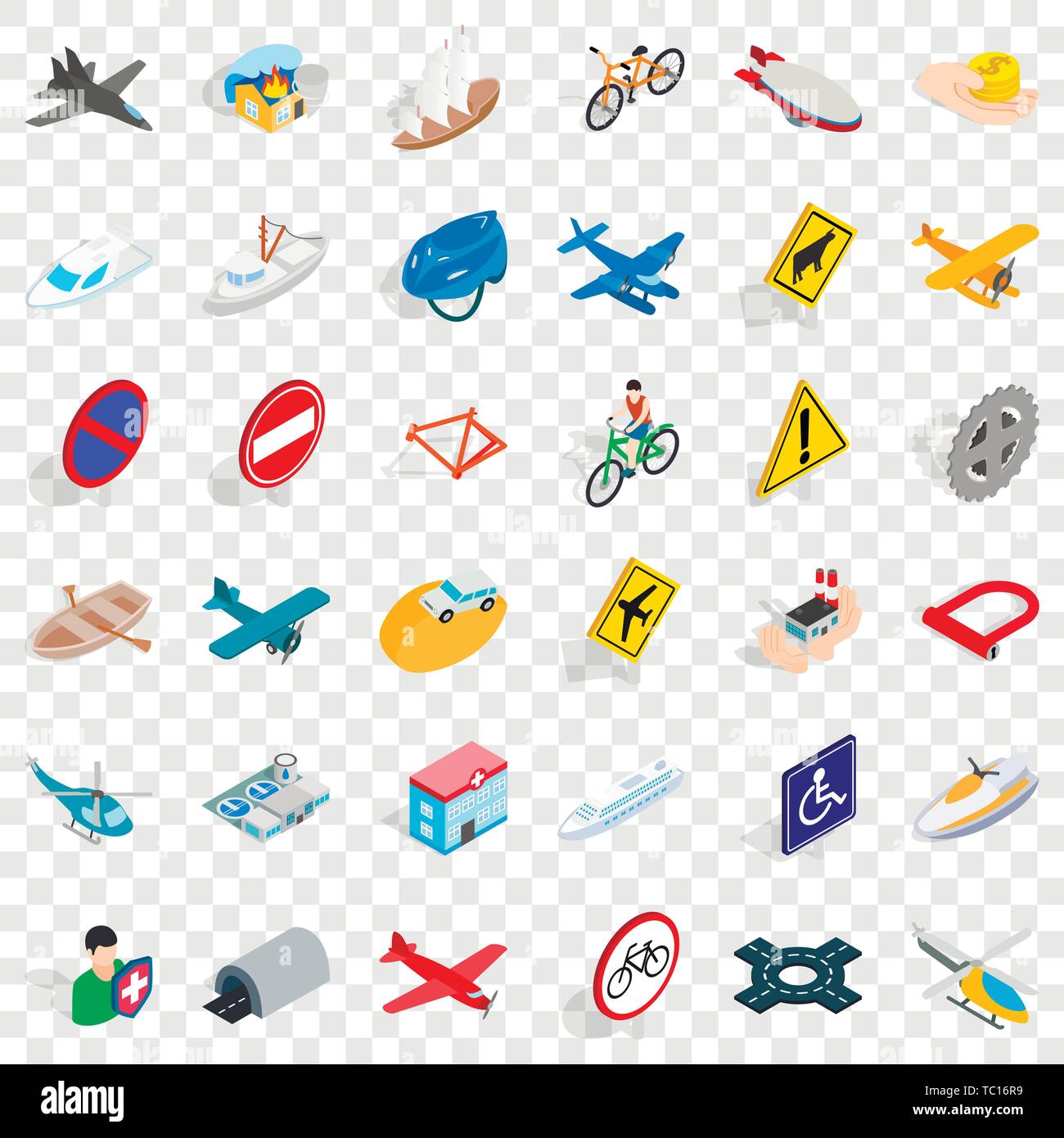 Tunnel icons set, isometric style Stock Vector